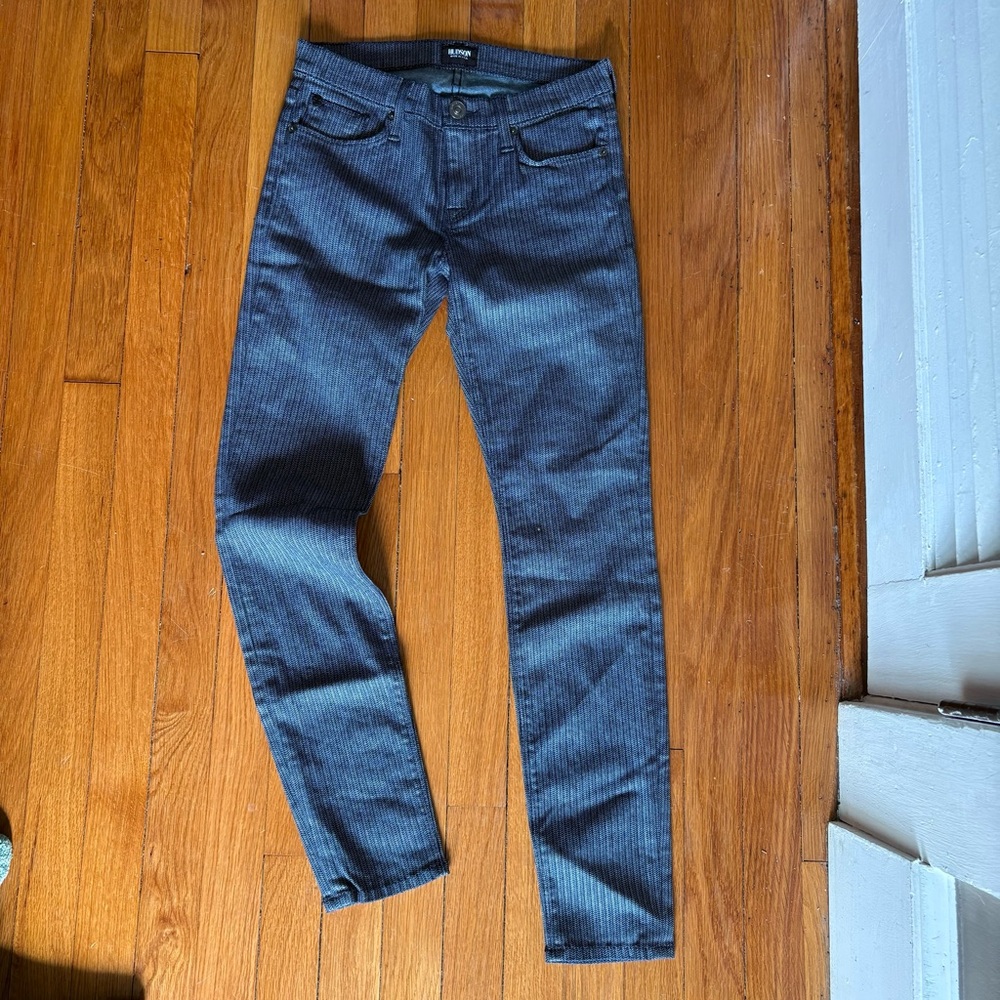 Hudson Jeans Women's Skinny in Dark Blue Pinstripe